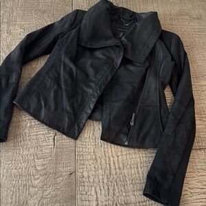 BCBGMAXAZRIA Black Suede Leather Jacket Small